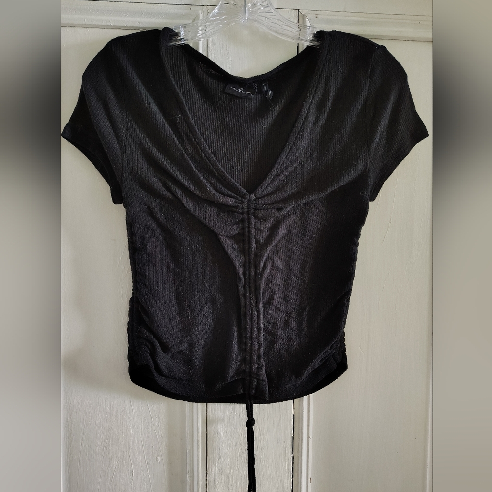 Out From Under Urban Outfitters Black Ribbed Short Sleeve Top Size Large